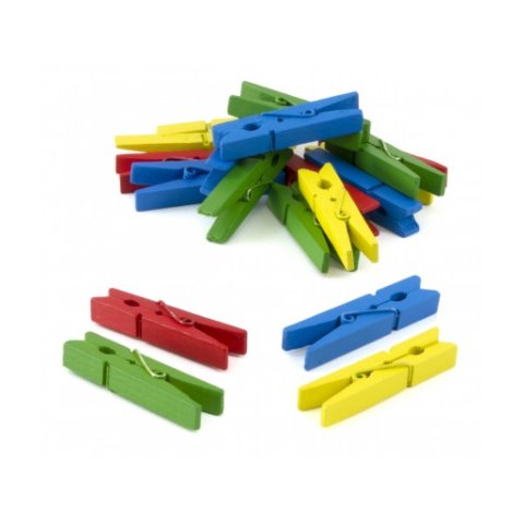 KVAČICE DRVENE U BOJI 25MM/30 KOM