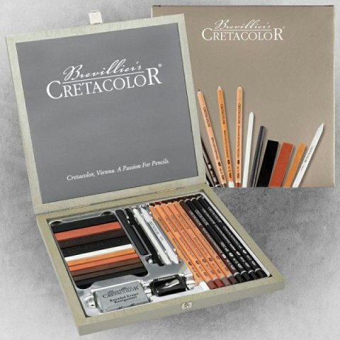 EU.CRETACOLOR SET ZA CRTANJE PASSION BOX U DRVENOJ KUTIJI 400 41